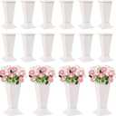16 Pcs White Flower Buckets for Cut Flowers 9.8 inch Plastic Floral Buckets Modern Square Vases for Displaying Flowers in Florist Shop or Home Wedding Table Decorations