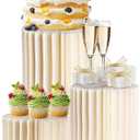Set of 3 Cylinder Pedestal Stands for Party Round Table Cake Pedestal Stand for Parties Columns and Pillars Display for Wedding Birthday Baby Shower Decorations Foldable Centerpiece, 15 25 40 (16", 10", 6", Ivory)