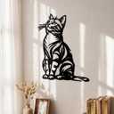 Otoolling Cat Wall Art Decor Black Metal Wall Sculptures for Cat Lovers 11.8 x 8.6 Inch Cats Sign Therian Decor for Living Room Bedroom Kitchen Home Decoration