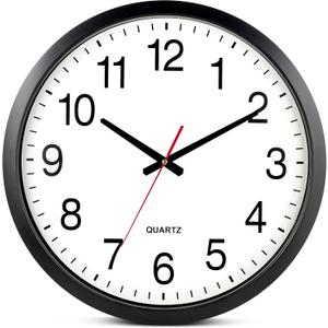 Bernhard Products Black Wall Clock Silent Non Ticking - XL 18 Inch Quality Quartz Battery Operated Round Easy to Read Home/Office/Classroom/School Clock