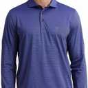 M MAELREG Short and Long Sleeve Polo Shirts for Men Dry Fit Performance Moisture Wicking Sport Pin Striped Mens Golf Shirts (Blue, S)
