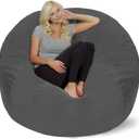 Chill Sack 5' Bean Bag Chair Cover Only Soft Microfiber Replacement Cover for Giant Pouf, Cozy Furniture for Living Room, Dorm & Kids' Rooms, Add Your Own Filling, Durable Cover, Pebble 5 Ft - Gray