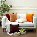 Encasa XO Thick Chenille Throw Pillow Covers Set of 2 | Orange - (18"x18") (45x45 cm) | Decorative Accent Square Throw Pillow Cases for Couch, Home Decor, Sofa