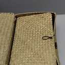 Woanger Set of 4 Wicker Storage Baskets OrganizerHandwoven Storage Bins with Lid for Organizing, Home Utility Box for Home Office Supplies Multipurpose Container(Natural Color)