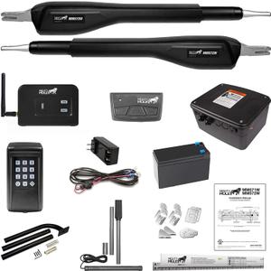 Mighty Mule Gate Opener, Solar and Smart Ready, Heavy Duty Automatic Gate Opener, Gates up to 18ft or 850lb Per Gate Leaf, Dual Gate Opener - Estate, Upgraded, MM572W-EST-A