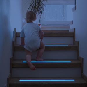4'' x 24'' Clear Stair Treads Non Slip with Glow in Dark Blue Stripe, 15 Pack Pre-Cut Transparent Non Slip Strips Indoor Outdoor for Stairs,Bathroom,Bathtub, PEVA Safe for Elders,Kids,Pets