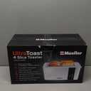 Mueller UltraToast Full Stainless Steel Toaster 4 Slice, Long Extra-Wide Slots for Bagels and Waffles, 6 Browning Levels, LED Display, Cancel/Defrost/Reheat Functions & Removable Tray, Kitchen Gadgets