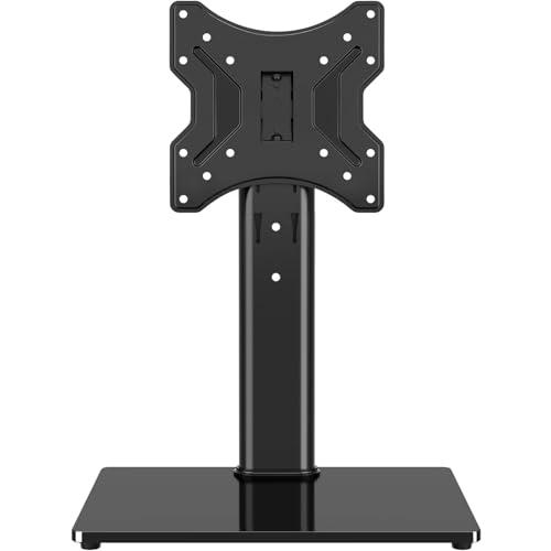 TVON Universal TV Stand Base, Swivel Table Top TV Stand for 20-43 inch TVs/Monitors with 4 Level Height Adjustment and Tempered Glass Base, Holds up to 88 Lbs, VESA 200x200mm