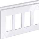 BESTTEN 2 Pack 4 Gang Screwless Decorator Wall Plate, USWP6 Gloss Snow White, Decor Switch Plate, Decorator Outlet Cover, Face Plate for Dimmer, GFCI, USB Receptacle, H4.69 x L8.35"