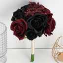 DIYDOFUN Wedding Bridesmaid Bouquets, Artificial Silk Flowers Arrangement for Ceremony Marriage Proposal Party Anniversary Decorations (Burgundy & Black, Set of 4 Bouquets)