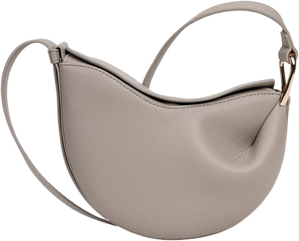 Women Luxury Shoulder Bag Adjustable Strap Fashion Crossbody Bag Solid Color Retro Satchel Bag Female Daily Commute Bag (Grey)