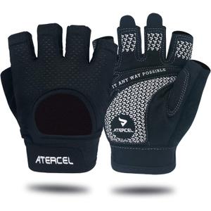 ATERCEL Weight Lifting Gloves Full Palm Protection, Workout Gloves for Gym, Cycling, Exercise, Breathable, Super Lightweight for Mens and Women (Large, Black)