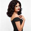 16 Inches Dark Brown Wigs for Women Long Brown Wavy Synthetic Natural Wig for 70s 80s Cosplay,Halloween,Daily Use