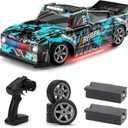 ACAMMZAR 1:16 RC Drift Car, 25KM/H 4WD High Speed Remote Control Cars for Kids, with LED Lights, Two Batteries, Extra Tires, Drift RC Cars for Adults (Blue)