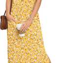 AUSELILY Women's V Neck Maxi Dresses, Straight-Cut Wrinkle-Free, Loose Split Sleeveless Vacation Dress with Pockets 2026