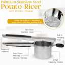 Bellemain Heavy-Duty Stainless Steel Potato Ricer & Masher | 15 oz | Perfect for Mashed Potatoes | Kitchen Tool with 3 Interchangeable Discs (Green)