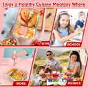 VERONES 5 Pack Glass Meal Prep Containers 3 Compartment Set, 36OZ Airtight Glass Lunch Containers, Glass Food Storage Containers with Lids, for Microwave, Oven, Freezer & Dishwasher Friendly,Red