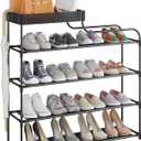 Sywhitta 4-Tier Free Standing Shoe Rack With Storage Boxes - High Capacity Organizer for Corridor, Living Room, Balcony, Bedroom (Black)