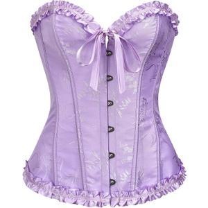 SZIVYSHI Corset Tops for Women, Bustier Shapewear Lingerie, Lace Waist Push Up Bodysuit (Medium, Lavender Frost Purple)
