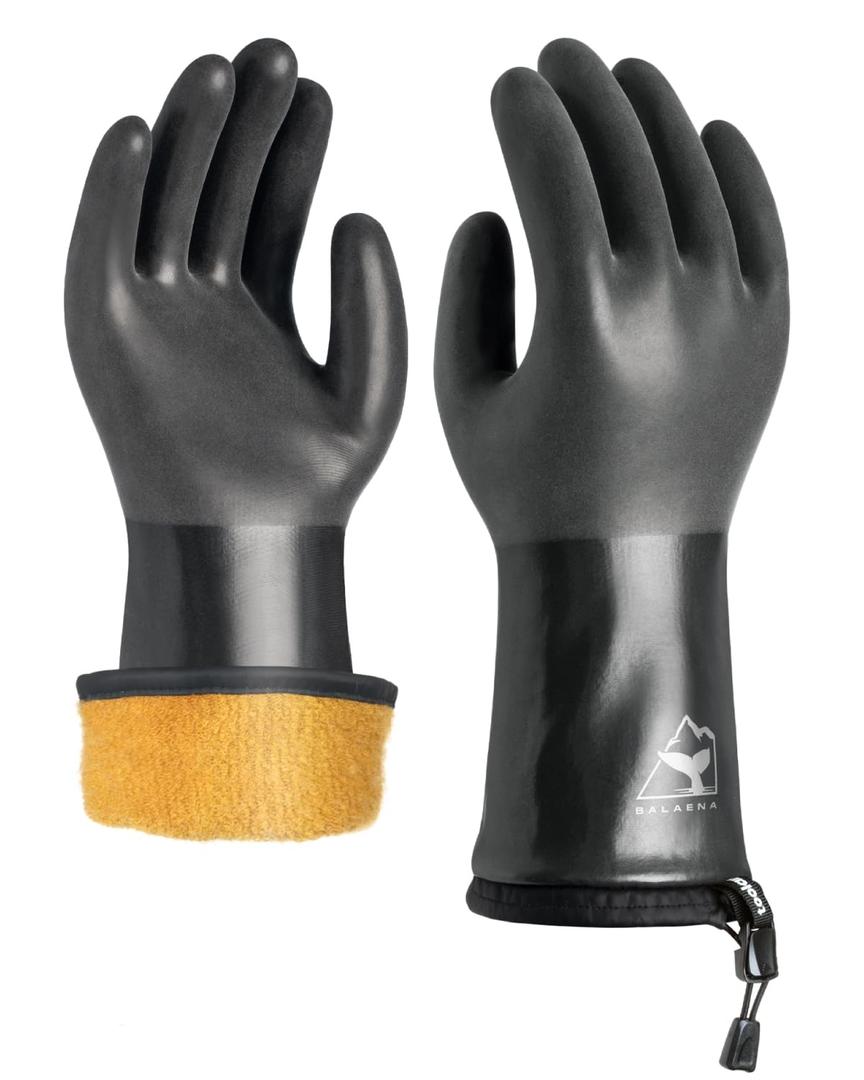 toolant Waterproof Winter Gloves with Grip, Balaena Freezer Gloves for Light Duty Work & Outdoor Adventure, Hiking, Farming, Washing, Ice Fishing, Small (Black)