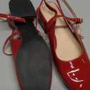 Coutgo Womens Mary Jane Chunky Low Heels Closed Square Toe Ankle Strap Pumps Wedding Party Dress Shoes 6