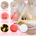 PLULON 4 Pack Teepee Tent for Kids Slumber Party Tents for Girls Sleepover Tents with Inflatable Airbed and Tent Decorations Play Tent for Birthday Party Indoor Outdoor, for Kids