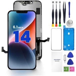 for iPhone 14 Screen Replacement, 6.1 inch 3D Touch LCD Display Full HD Repair kit Genverdix, Digitizer Assembly with Tools Set, Tempered Glass Screen Protector, Waterproof Frame Adhesive