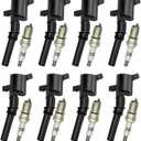 Set of 8 DG508 Ignition Coil with Spark Plug SP479 Compatible with Ford Econoline Super Duty 1998-2008 E350 E450 F350 F450 Replacement for F523 DG457 E409 E213 E262, DG491, FD503, 1L2U12029AA