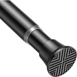MEXAU Black Tension Curtain Rods18 to 36 Inch,Small Curtain Rods No Drilling,Short Spring Tension Rod for Windows Door Closet,Pressure Rod, 18-36inch-1P, Black