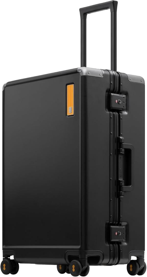 LEVEL8 Zipperless Checked Luggage with Aluminum Frame, Upgraded Medium Hardside Suitcase with Spinner Wheels, Metal Travel Luggage with Double Tsa Locks, 24 Inch, Black LEVEL8 Zipperless Checked Luggage with Aluminum Frame, Upgraded Medium Hardside Suitcase with Spinner Wheels, Metal Travel Luggage with Double Tsa Locks, 24 Inch, Black