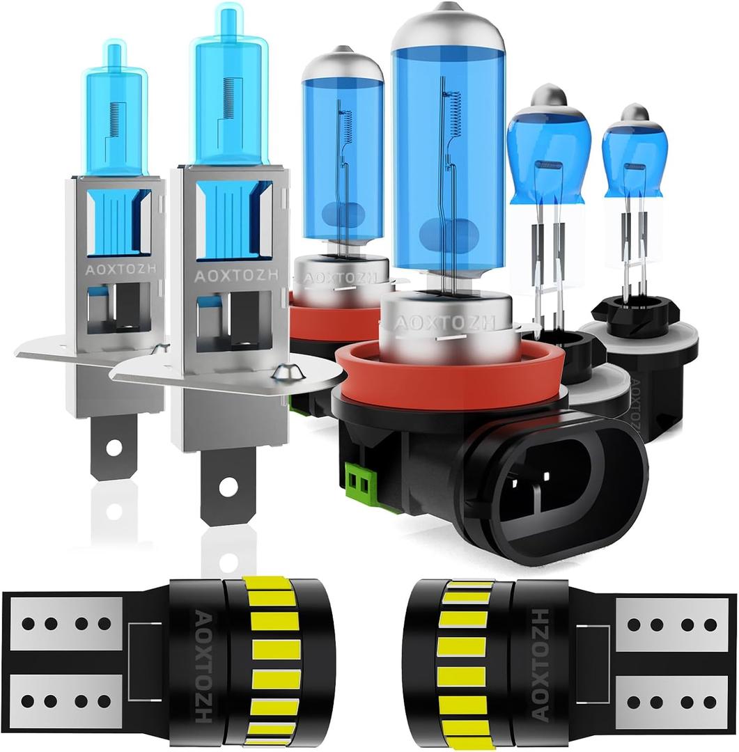 Headlight Bulbs Fit for 2011-2013 Kia Sorento,H1 H11 High Low Beam Light Bulbs 881 fog light License Plate Lights Combo,Halogen Headlight,300% Brightness,Plug and Play,6000K White,8 Pcs