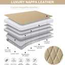 BWTJF 2 Pack Front Car Seat Bottom Covers, Universal Auto Seat Cushions, Nappa Leather Full Wrapping Edge Compatible with Most of Vehicles - SUVs/Sedans/Pickup Trucks, Beige