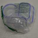 Amazon Basics Glass Food Storage Containers with Locking Lids, Set of 4, 8 pieces including lids, BPA-Free, clear with blue silicone ring