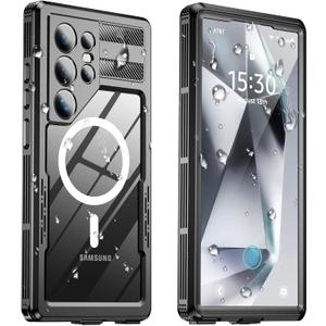 for Samsung Galaxy S24 Ultra Waterproof Case, [Fit for Magsafe] [IP68 Water Proof] [Built-in Screen Protector], Magnetic Heavy Duty Military Grade Rugged Phone Case for S 24 Ultra 6.8", Black