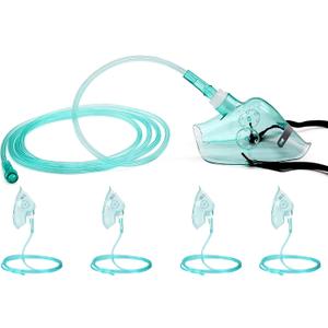 4 Packs Adult Europe Standard Oxygen Mask with 6.6' Tubing and Adjustable Elastic Strap - Size L+