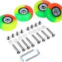 OwnMy 50mm x 18mm Set of 4 Luggage Suitcase Replacement Wheels, Rubber Swivel Caster Wheels Bearings Repair Kits (Colorful)
