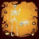 5.4FT Halloween Skeleton Life Size Human Adult Skeletons with Skeleton Dog Halloween Decorations for Indoor Outdoor Garden Lawn,Haunted House Props, Spooky Scene Party Decor, Set AA