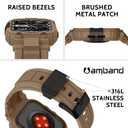 amBand Compatible with Apple Watch Series 9/8/7/6/5/4 & SE 3/2/1 41mm/40mm Band Case for Men, M1 Sport Rugged Case with Strap Military Protective Cover Bumper for iWatch 41/40 mm - Desert Tan