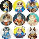 Puraikcmi 8PCs Diamond Paintings Coasters Kits Set, Funny Cat Diamond Art Coasters with Holder, DIY Crafts Diamond Art Kits Adult Craft Diamond Dots Gift