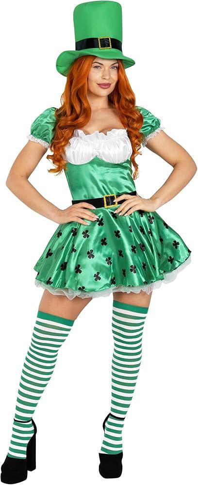 fun shack Adult Leprechaun Costume for Women, St Patricks Day Outfit, Irish Celebration Attire for Women Size L