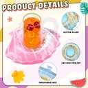 Honeydak 12 Pieces Inflatable Drink Holder Shell Drink Floats Sequin Reusable Inflatable Sea Animal Cup Coasters Pool Cup Holders for Summer Swimming Party Favors Decoration (White,Pink,Blue,Green), 8.6*6.7*2.16 inch/22*17*5.5cm