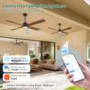 42 Inch Rustic Farmhouse Ceiling Fan with Light, Smart App Alexa Remote Control, 4 Solid Wood Blades, High CFM Quiet Reversible DC Motor, Damp Rated for Indoor Bedroom & Covered Outdoor Patio Porch