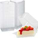 200 Pcs Transparent Cake Slice Containers Plastic Containers with Lids 5 Clear Medium Hinged Lid Cheesecake Pie Container Disposable to Go Box Food Containers for Take Out Packaging