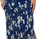 Midi Skirts for Women with Slit Long Knee Length Floral Elastic Pleated High Waisted Womens Skirt