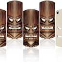 Soulchen 4 Pcs 11.8 Inch Wooden Tiki Masks Tiki Totem Hanging Decorations Island Tropical Polynesian Party Wood Wall Decor for Hawaiian Luau Bar