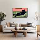 Funny Black Cat Cocktail Poster Whimsical Bar Cart Wall Art Trendy Animal Canvas Print Modern Humorous Pet Posters Pink Decor for Kitchen Bedroom Living Dining Room 18x12inch black framed (18L" x 12W")