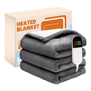 PTQ Electric Heated Blanket,Flannel & Sherpa Heated Throw Blanket 50"x60",Fast Heating Soft Fleece Blanket with 6 Heating Levels & 4H Auto Off  Grey