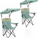 YOUNG WOOD Portable Camping Chair Beach Chair with Shade Canopy, Fold Lightweight Oversized for All, Easy to Open and Close Without Installation, Side Pocket Design for All Outdoor Activities,Blue,2p