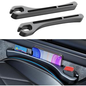 2 x 2PCS Car Seat Gap FillerGap Stopper Fill Gap Between Seat and ConsoleBuilt-in Recessed Storage OrganizerUniversal for Most Cars Trucks SUVs to Stop Things from DroppingBlack