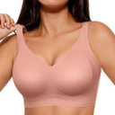 SHAPELLX Wireless Bras for Women Full Coverage Supportive Back Smoothing Comfortable No Underwire Lifting Shaping Bra (Pink, XXL)